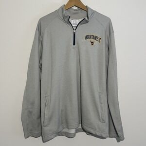 Champion Men's Large West Virginia Mountaineers WV Gray 1/4 Zip Pullover Jersey
